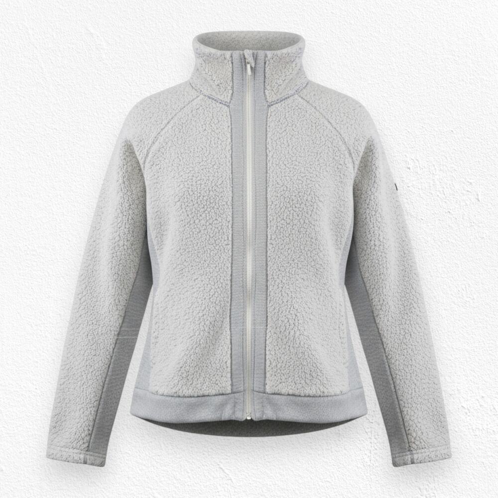 The North Face Cream Gray Sherpa Fleece Full Zip Jacket Size Large Women's
